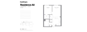 1 bedroom 1 bath floor plan K at Dey & Bergen, New Jersey, 07029