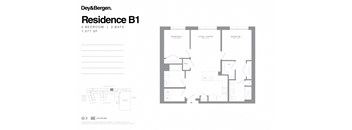 2 bed 2 bath floor plan at Dey & Bergen, Harrison, 07029