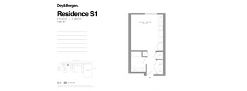 Studio 1 bath floor plan A at Dey & Bergen, New Jersey