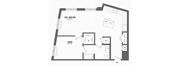 1 bedroom 1 bathroom Floor plan V at The Enclave, Jersey City, NJ