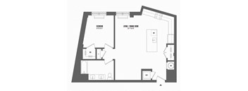 1 bedroom 1 bathroom Floor plan T at The Enclave, Jersey City, New Jersey