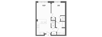1 bedroom 1 bathroom Floor plan D at The Enclave, Jersey City, NJ, 07310