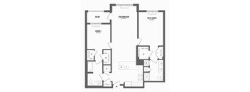 2 bedroom 1.5 bathroom Floor plan B at The Enclave, Jersey City