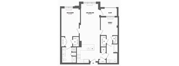 2 bedroom 1.5 bathroom Floor plan C at The Enclave, Jersey City, New Jersey