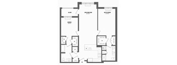 2 bed 2 bath floor plan R at The Enclave, Jersey City