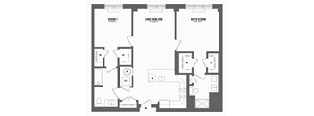2 bed 2 bath floor plan B at The Enclave, Jersey City, NJ, 07310