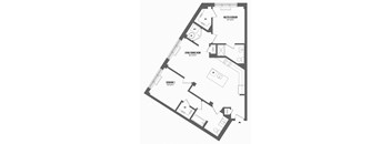 2 bed 2 bath floor plan E at The Enclave, Jersey City, New Jersey