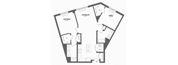 2 bed 2 bath floor plan O at The Enclave, Jersey City, NJ, 07310