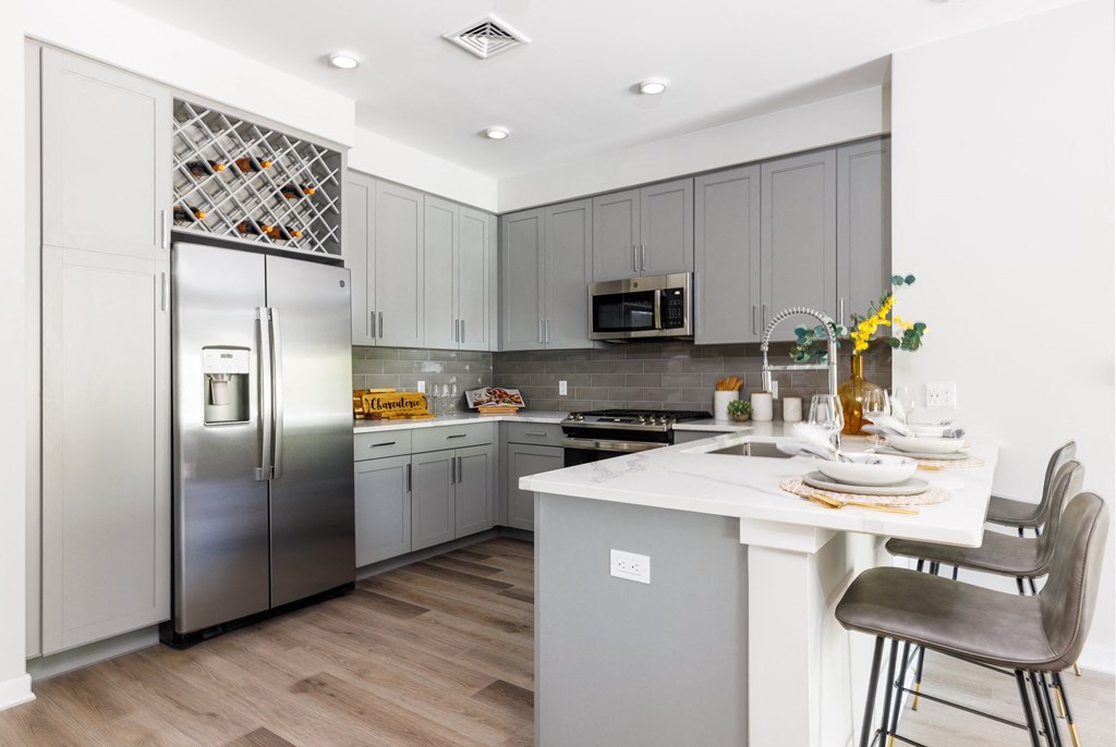 Gourmet Kitchen With Island at The Club West at Pearl River, Pearl River, NY