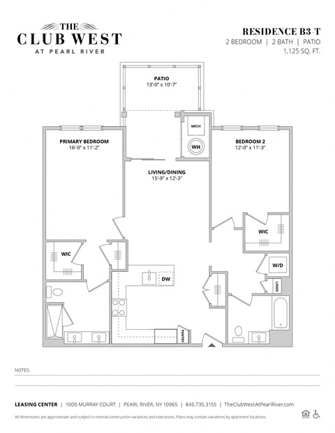 B3-T Floorplan at The Club West at Pearl River, Pearl River, 10965
