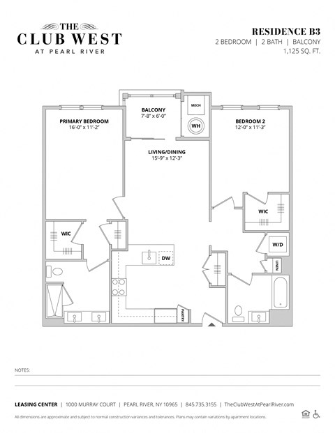 B3 Floorplan at The Club West at Pearl River, Pearl River, NY
