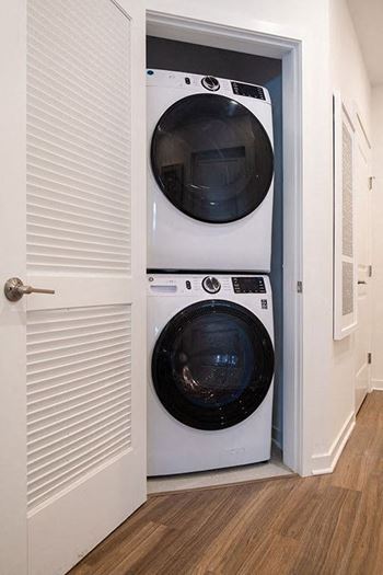 a washing machine and a washer in a closet