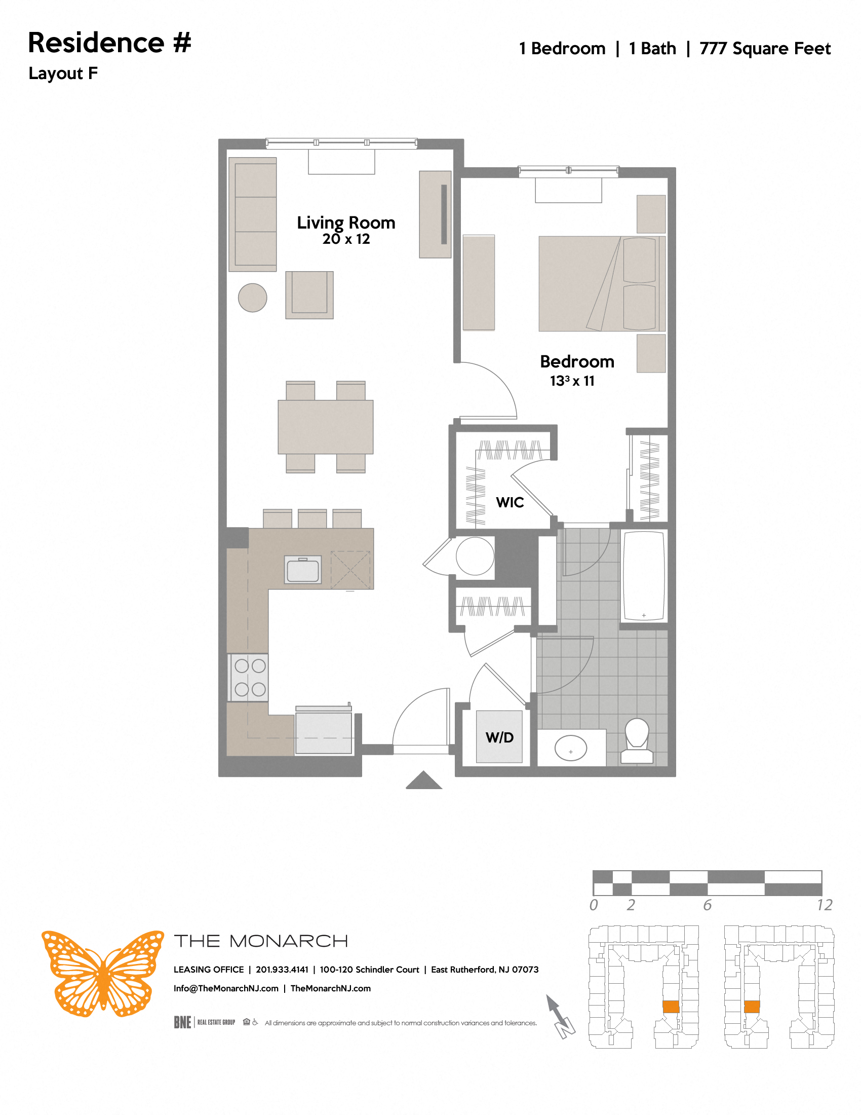 Layout F Floor Plan at The Monarch, East Rutherford, New Jersey