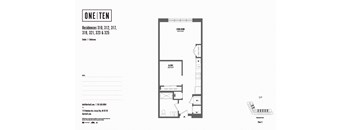 Studio 1 bathroom floor plan N at One Ten Apartments, Jersey City , NJ, 07310