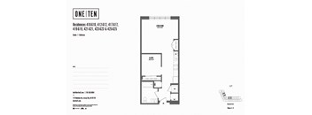 Studio 1 bathroom floor plan O at One Ten Apartments, Jersey City , NJ