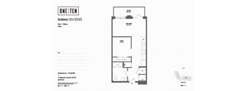 Studio 1 bath floor plan H at One Ten Apartments, Jersey City , New Jersey
