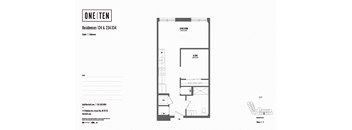 Studio 1 bath floor plan M at One Ten Apartments, Jersey City