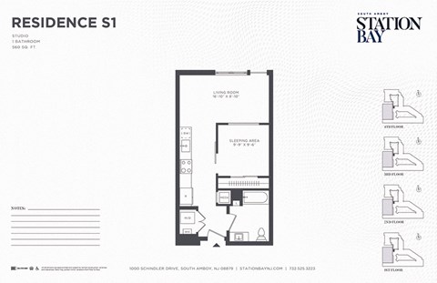 S1 Floor Plan at Station Bay, New Jersey, 08879
