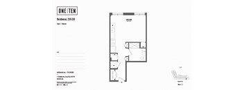 Studio 1 bath floor plan at One Ten Apartments, New Jersey, 07310