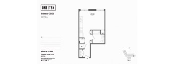 Studio 1 bathroom floor plan image at One Ten Apartments, Jersey City , NJ