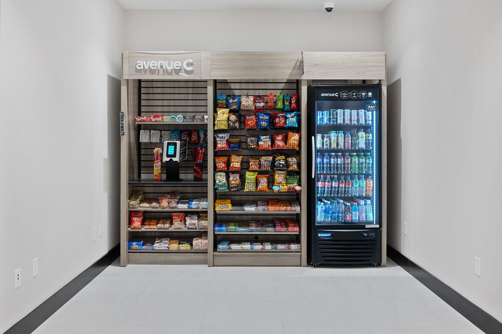 a convenience store with a vending machine in the corner of a room at The Ivy, Chatham New Jersey
