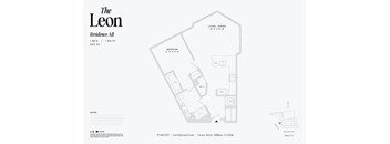1 bed 1 bathroom floorplan with walk-in closet at The Leon Apartments, Millburn, 07041