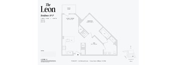 1 bed one bathroom floorplan with patio at The Leon Apartments, Millburn, NJ 07041