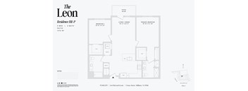 2 bed 2 bathroom floorplan with patio at The Leon Apartments, Millburn