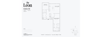 2 bedroom two bathroom floorplan with walk-in closet at The Leon Apartments, New Jersey, 07041