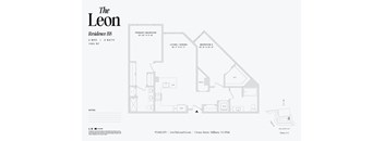 Two bedroom two bath floorplan at The Leon Apartments, Millburn, 07041