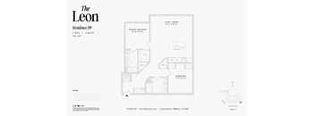 Two bed two bath floorplan with walk-in closet at The Leon Apartments, Millburn, New Jersey