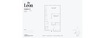 Studio floorplan with sleeping alcove at The Leon Apartments, Millburn, NJ 07041