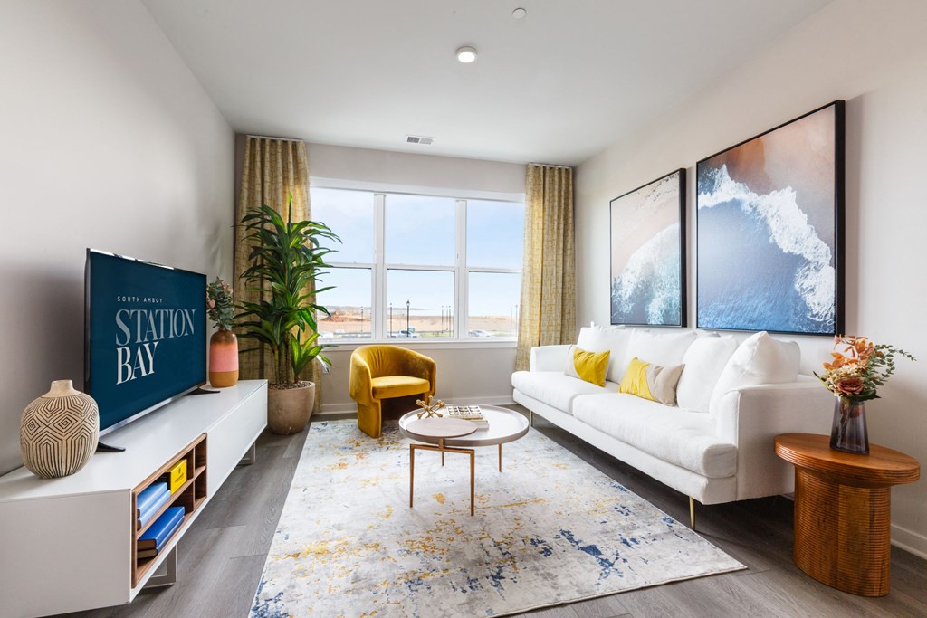 Living Room With TV at Station Bay, South Amboy, NJ