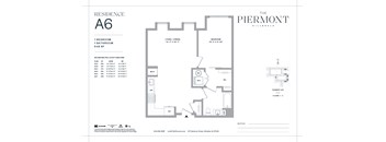 A floor plan for a residence labeled A6 at The Piermont Millennium.