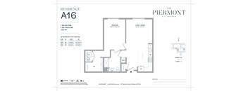 A black and white image of a floor plan for a residence named A16 at The Piermont.