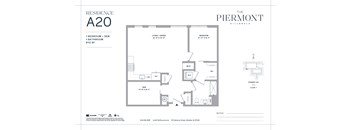 A floor plan for a residence labeled A20 at The Piermont.