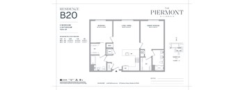 A floor plan for a residence with two bedrooms and two bathrooms.