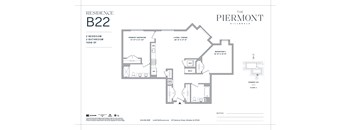A floor plan for a residence with two bedrooms and two bathrooms.