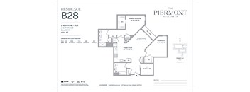 Two bed two bath floorplan with den and balcony at The Piermont Apartments, Hillsdale, 07642