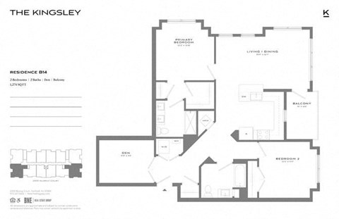 B14 Floor Plan at The Kingsley, Fairfield