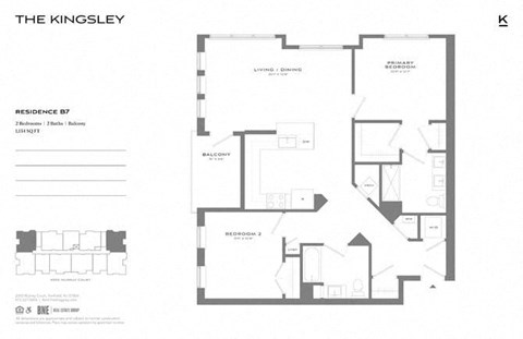 B7 Floor Plan at The Kingsley, Fairfield, New Jersey