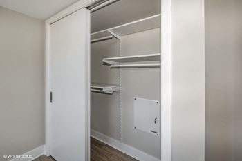 a walk in closet at Carver and Slowe Apartments, Washington Washington, DC