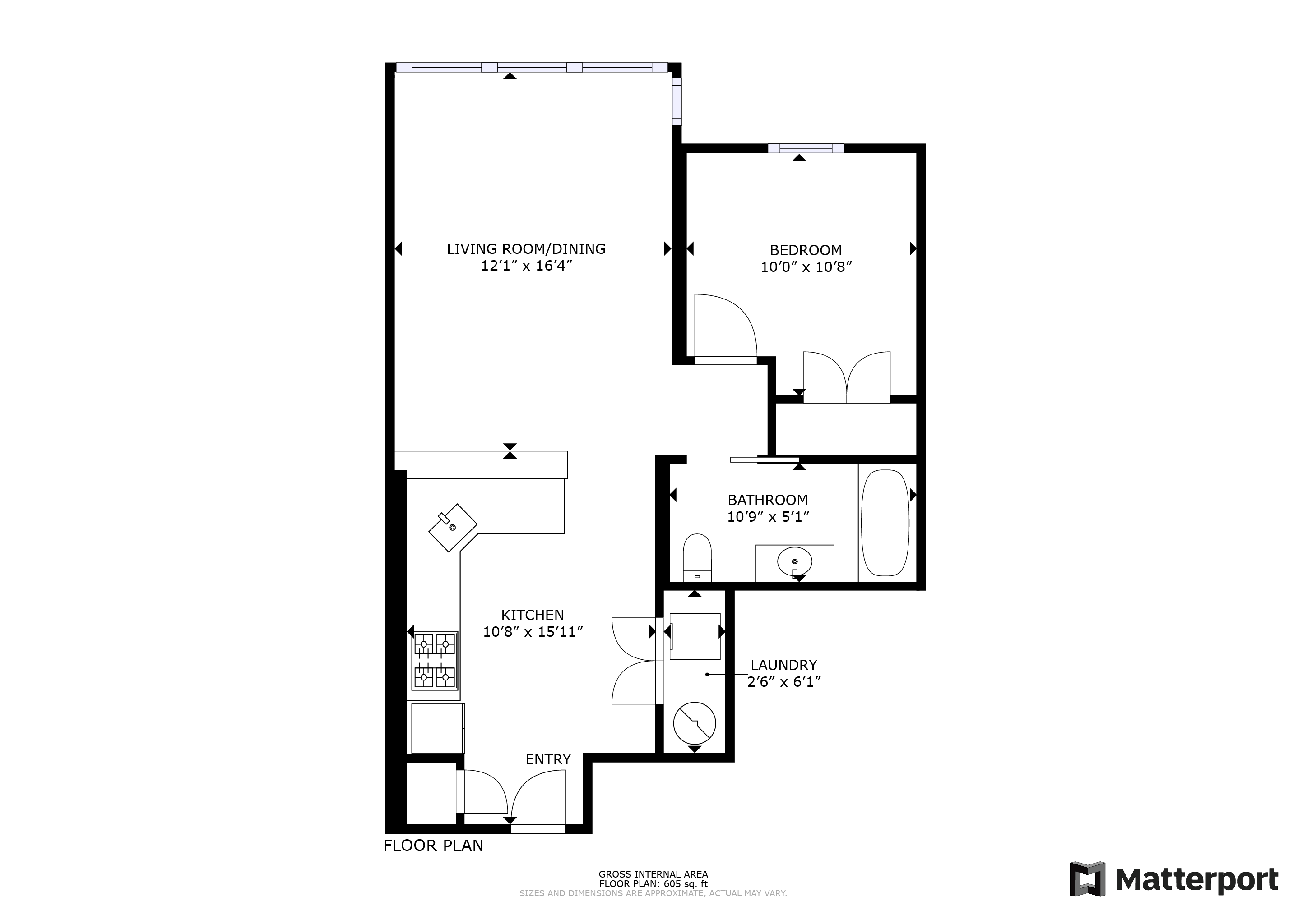 1 Bed 1 Bath Floor Plan at The Views at Georgia Ave, Washington, 20010