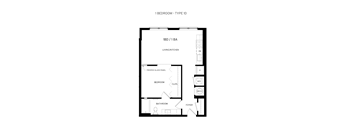 1D Floor Plan at Canvas, Hyattsville, 20781