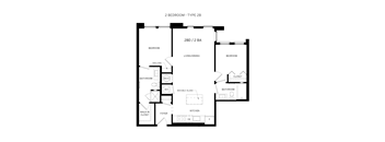 2B Floor Plan at Canvas, Hyattsville, 20781