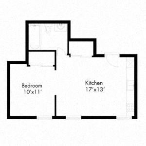 a floor plan of a house with a staircase and a kitchen