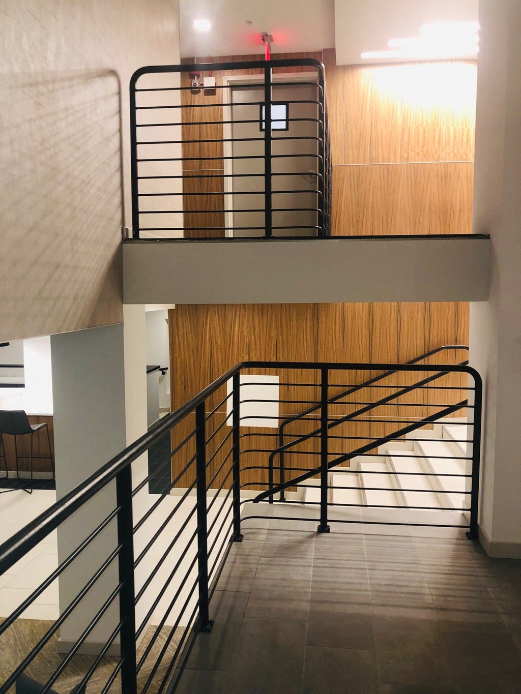 a view of the stairwell from the second and third floors at Carver and Slowe Apartments, Washington