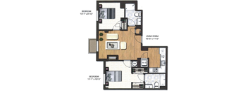 a floor plan of a house with a bedroom and a living room