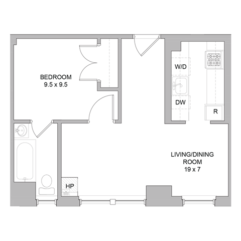 a floor plan of a bedroom apartment