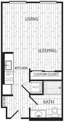 a floor plan of a room with a bathroom and a closet